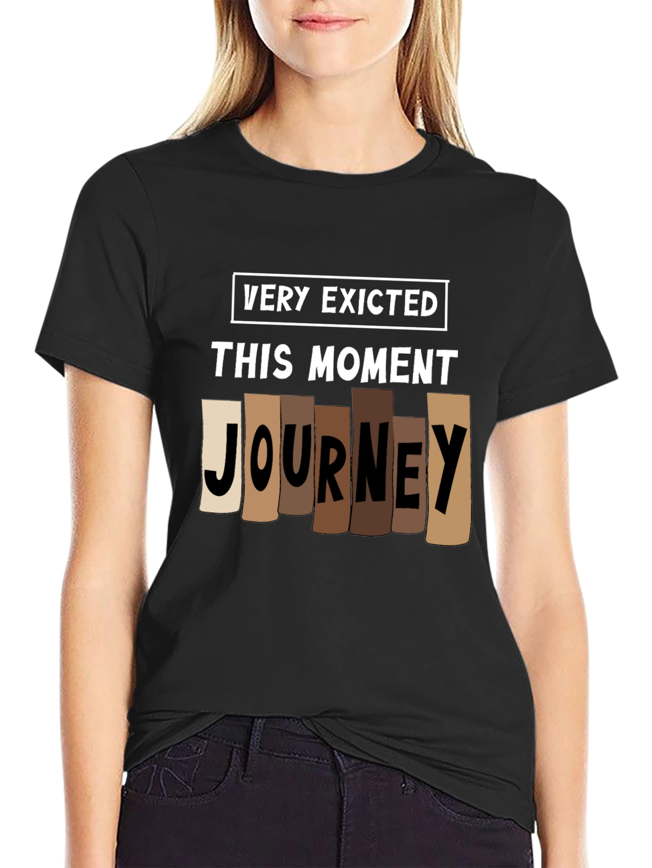 Black Very Exicted This Moment Journey T-Shirt view 2