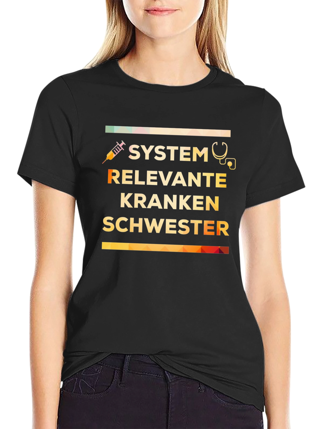 Black System Relevant Nurse T-Shirt - Black Unisex Tee view 2
