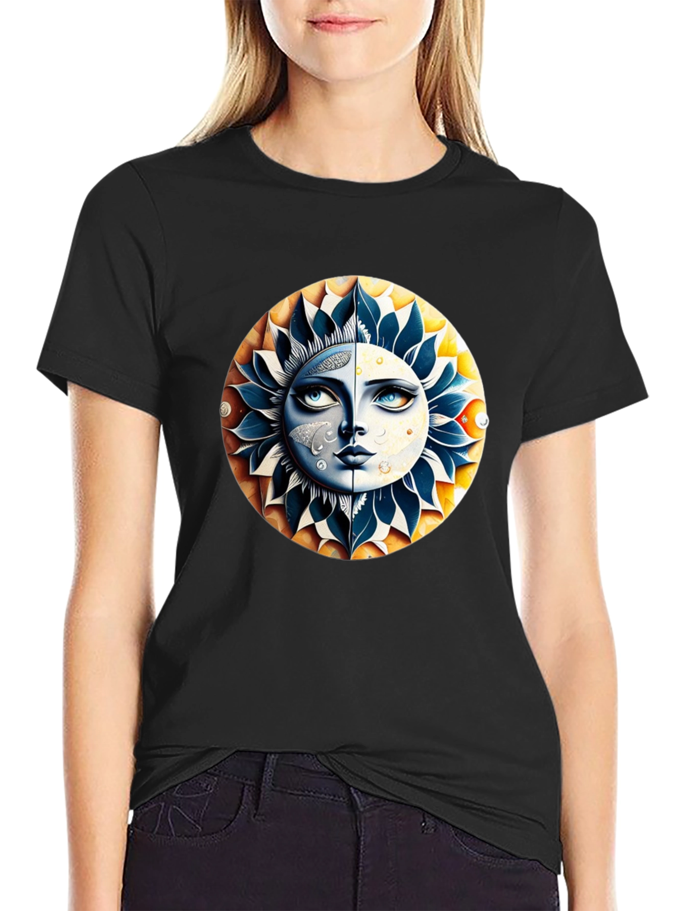 Black Celestial Sun & Moon Graphic Tee view 2