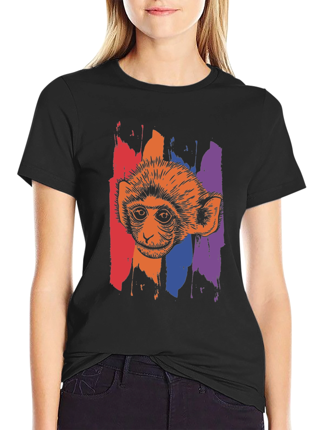 Black Monkey Graphic Print Black T-Shirt view 2