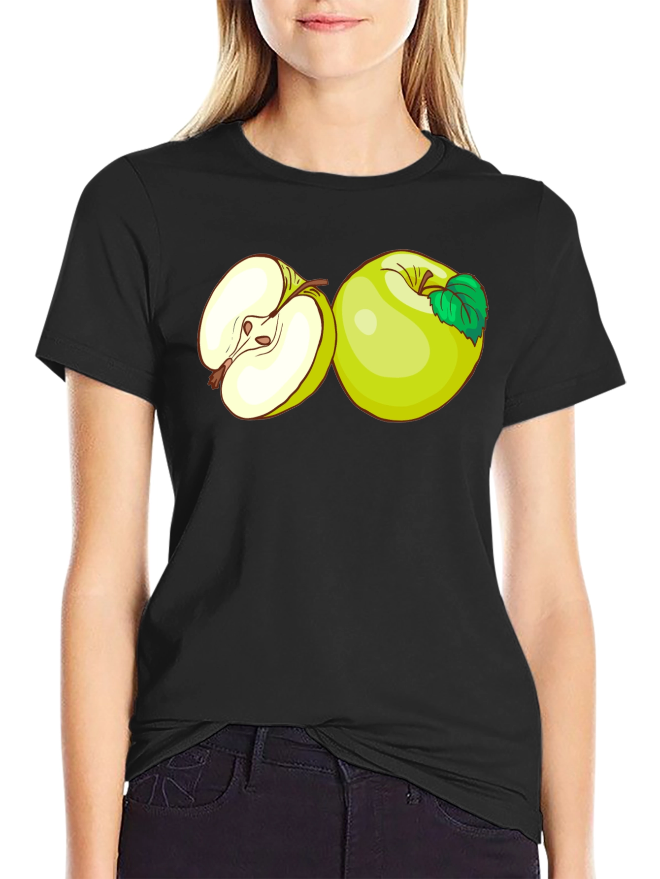 Black Apple Graphic Black T-Shirt view 2