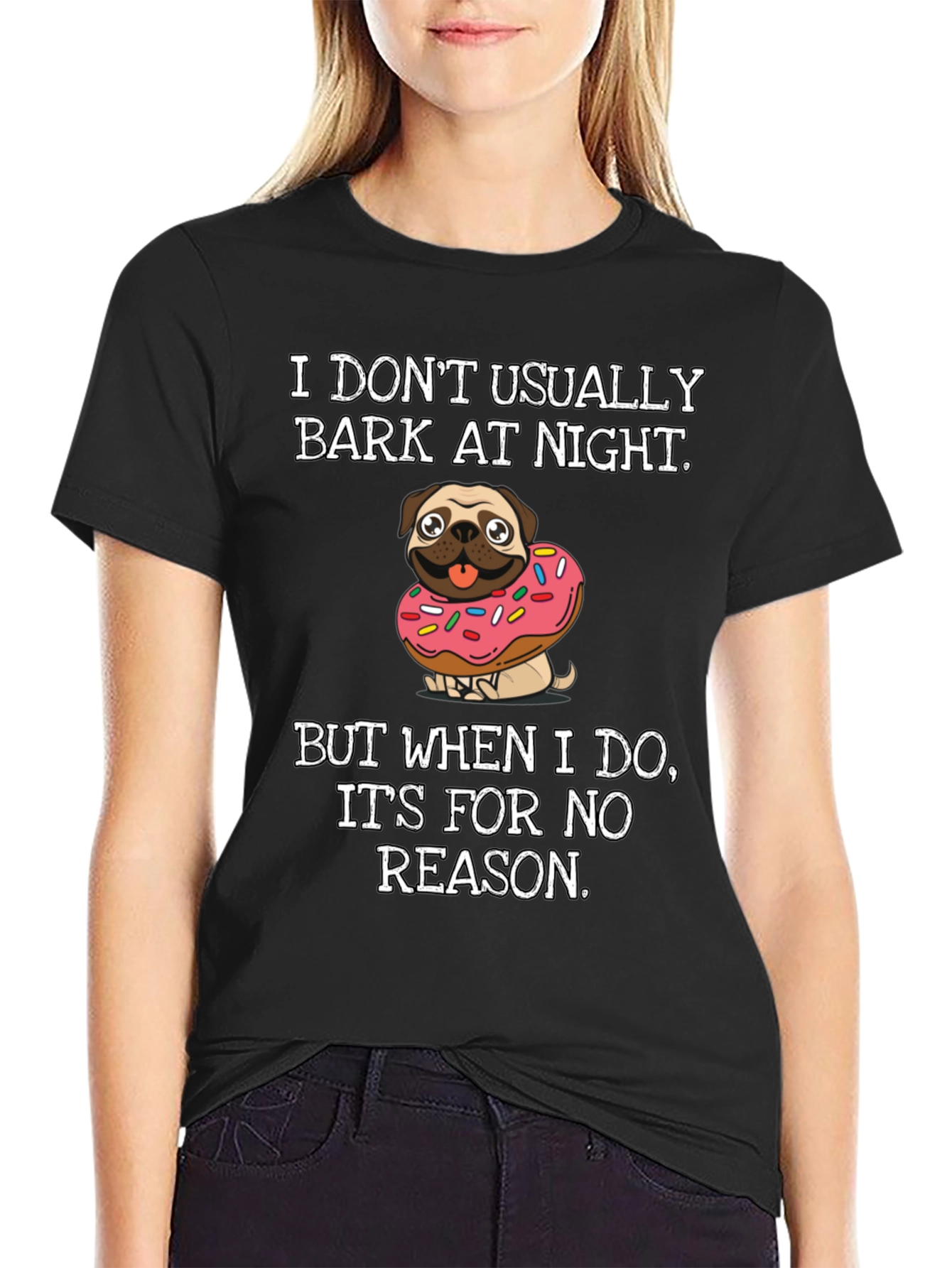 Black Dog Donut T-Shirt: I Don't Usually Bark view 2