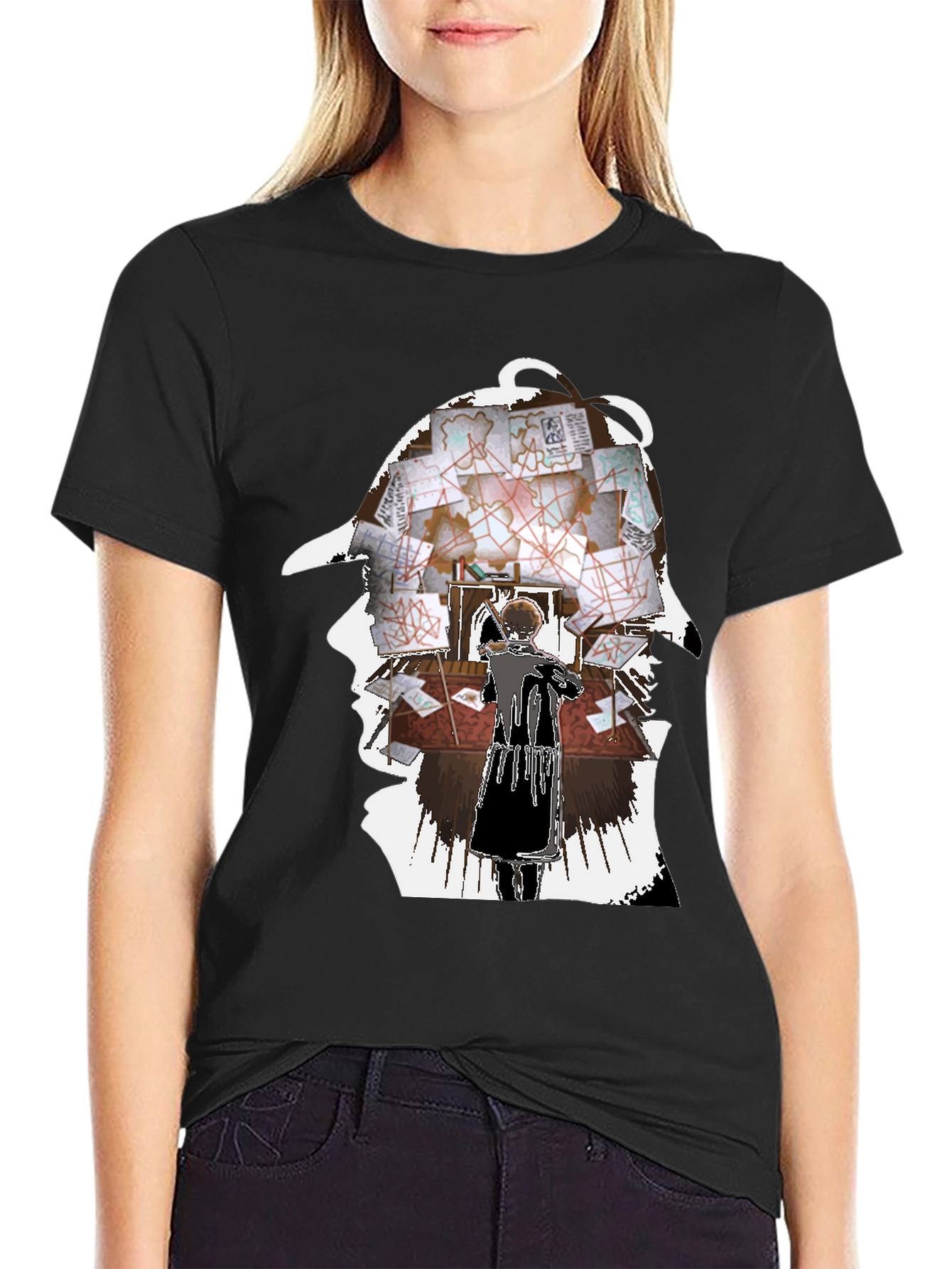 Black Sherlock Holmes Inspired Graphic Tee view 2