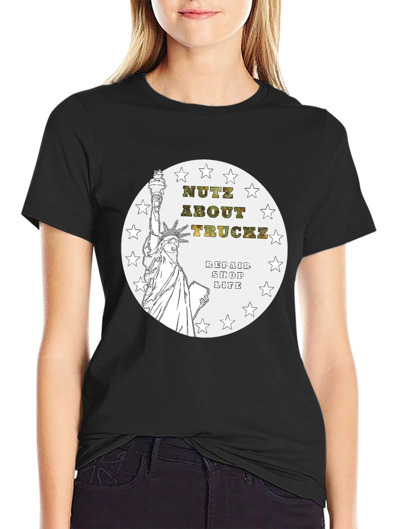 Black Nutz About Truckz Repair Shop Life T-Shirt view 2