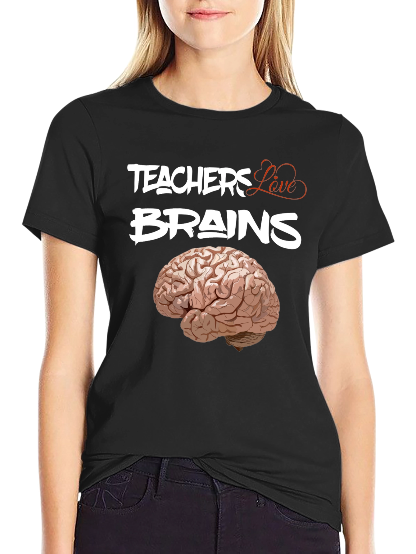 Black Teachers Love Brains Graphic T-Shirt view 2