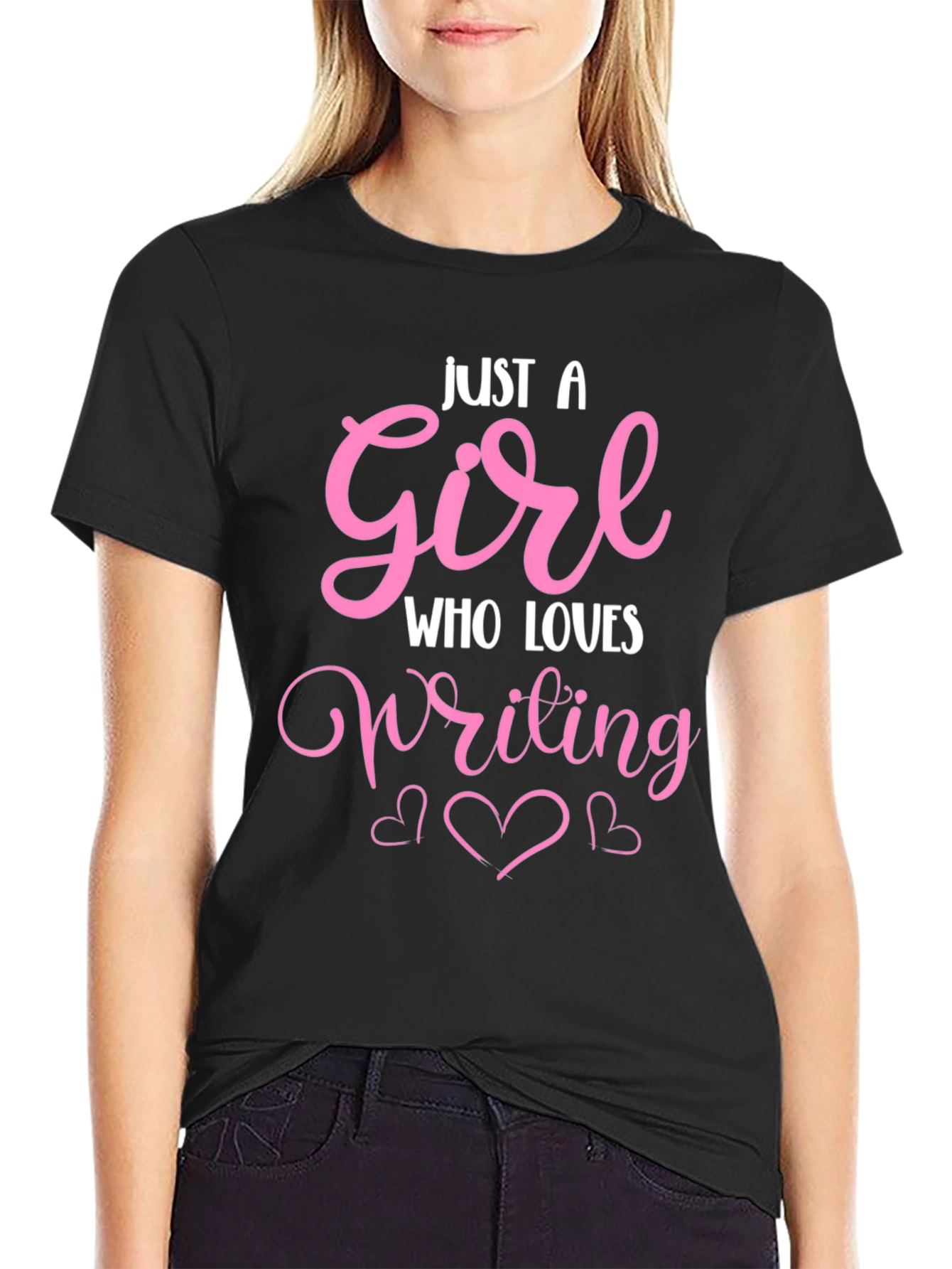 Black Just a Girl Who Loves Writing T-Shirt view 2