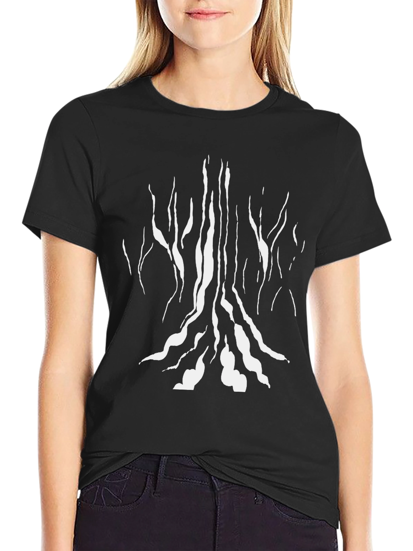 Black Abstract Tree Design Black T-Shirt view 2