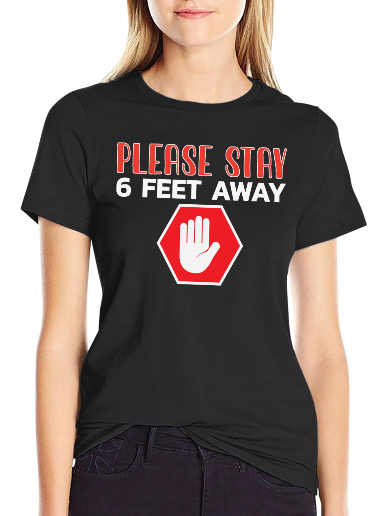 Black Stay Away Graphic Tee - Social Distancing T-Shirt view 2