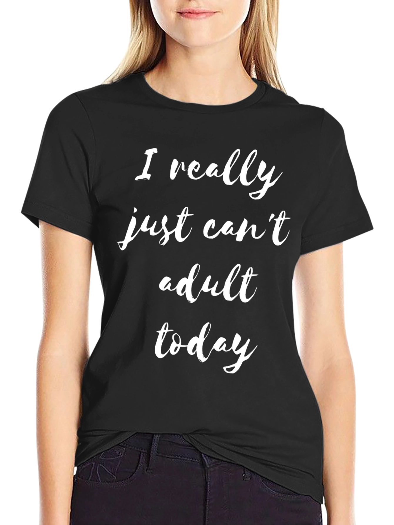 Black Funny 'Can't Adult Today' Graphic T-Shirt view 2