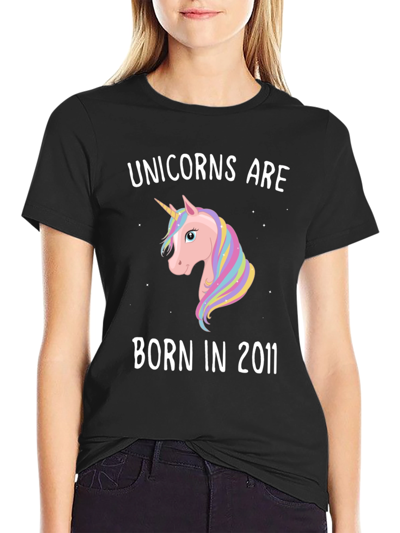 Black Unicorns Are Born In 2011 T-Shirt view 2
