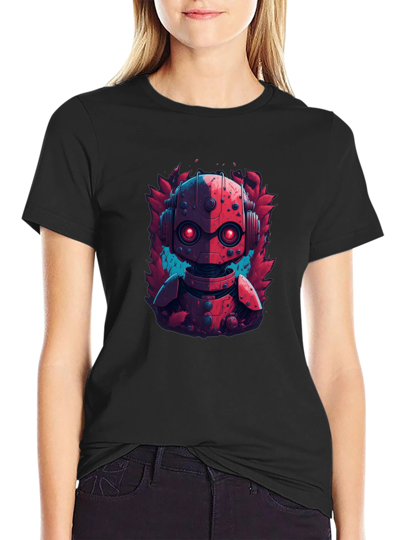 Black Robot Graphic Tee - Cool Design view 2
