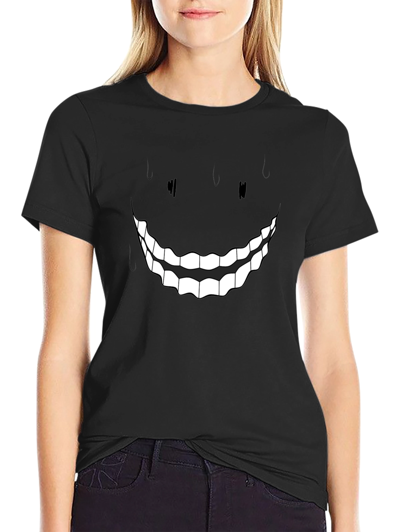 Black Men's Black Smiley Face Graphic Tee view 2