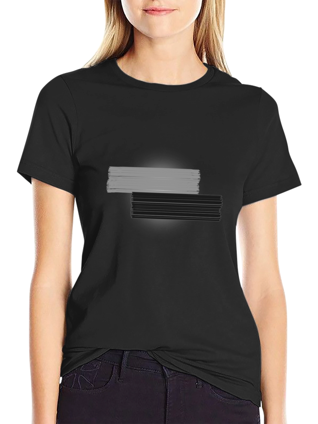 Black Modern Graphic Tee - Black Casual Style view 2