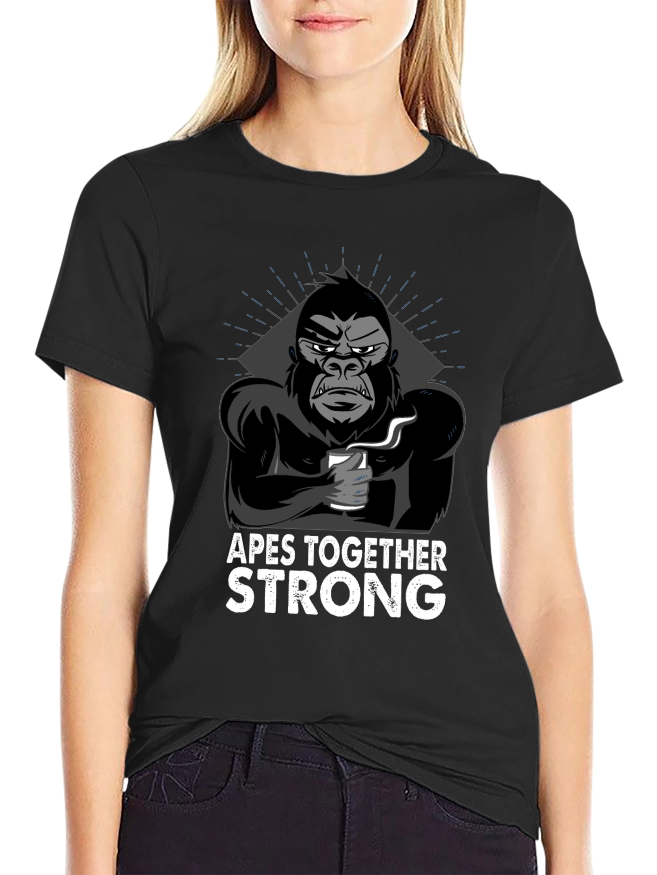 Black Apes Together Strong Graphic T-Shirt view 2