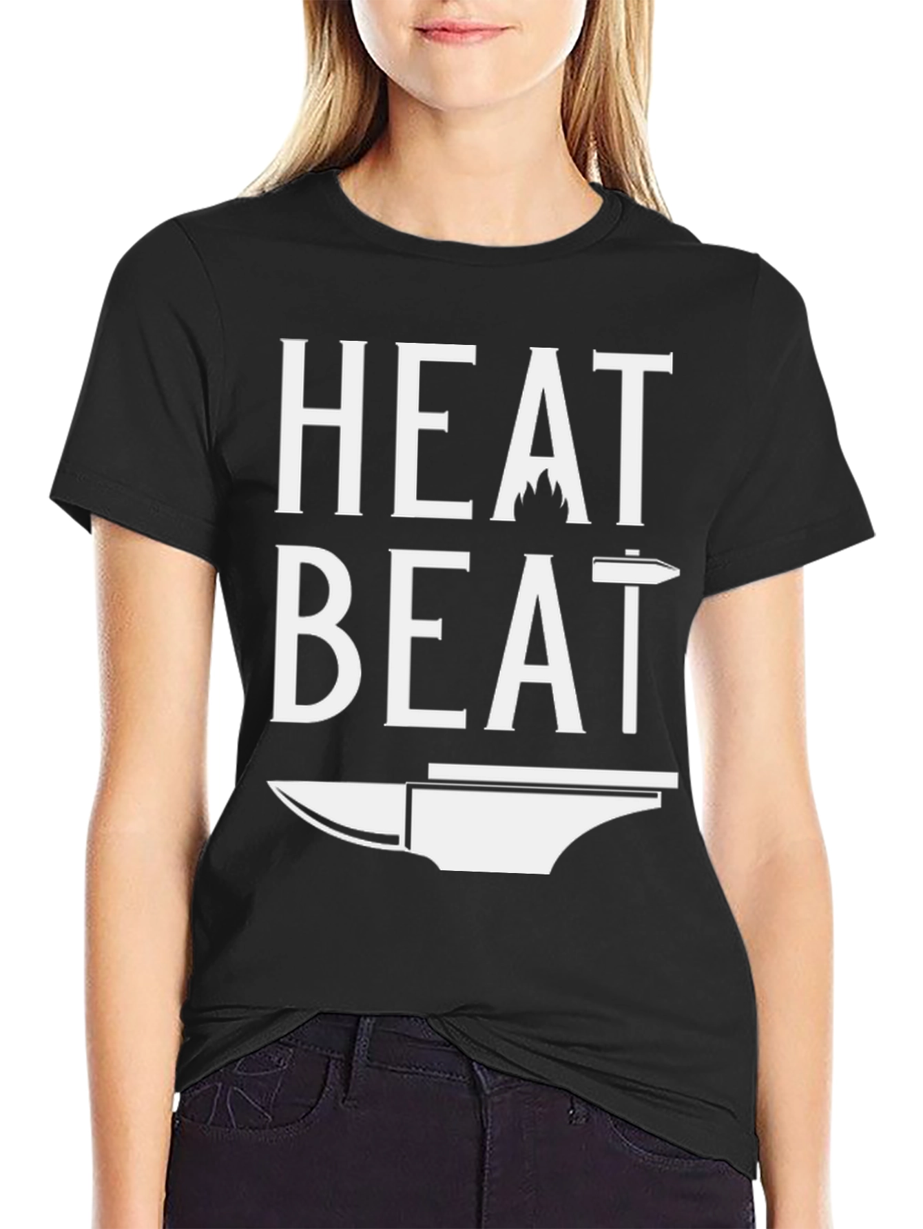 Black Heat Beat Blacksmith T-Shirt - Gift for Metal Workers view 2