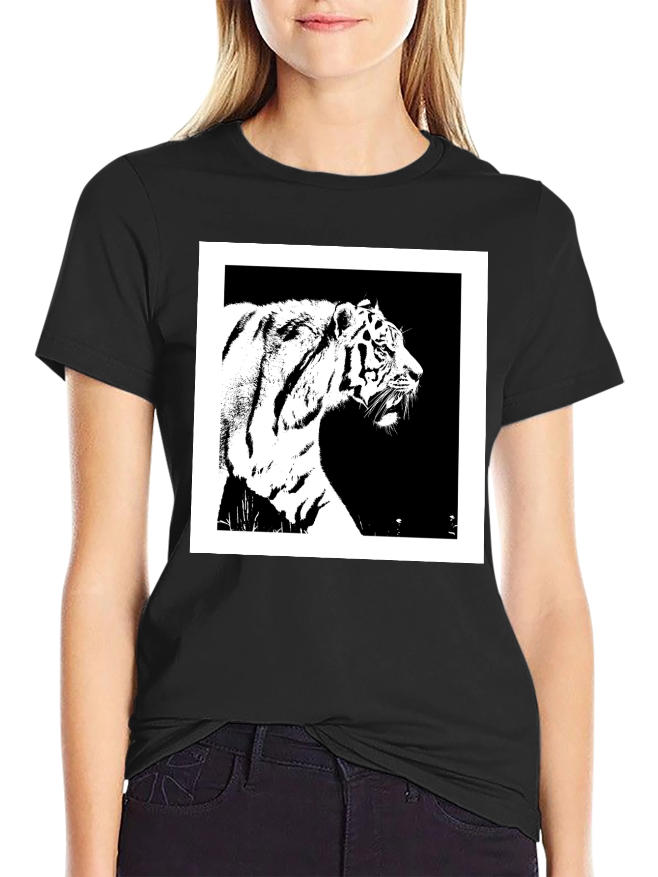 Black Tiger Graphic Tee - Black Cotton Shirt view 2