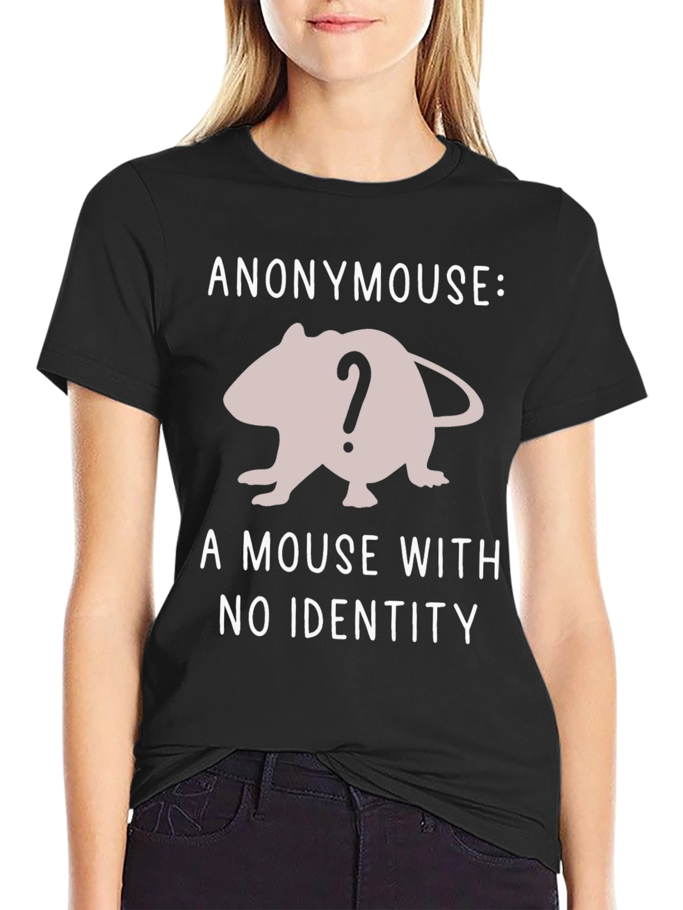 Black Anonymouse T-Shirt - A Mouse With No Identity view 2