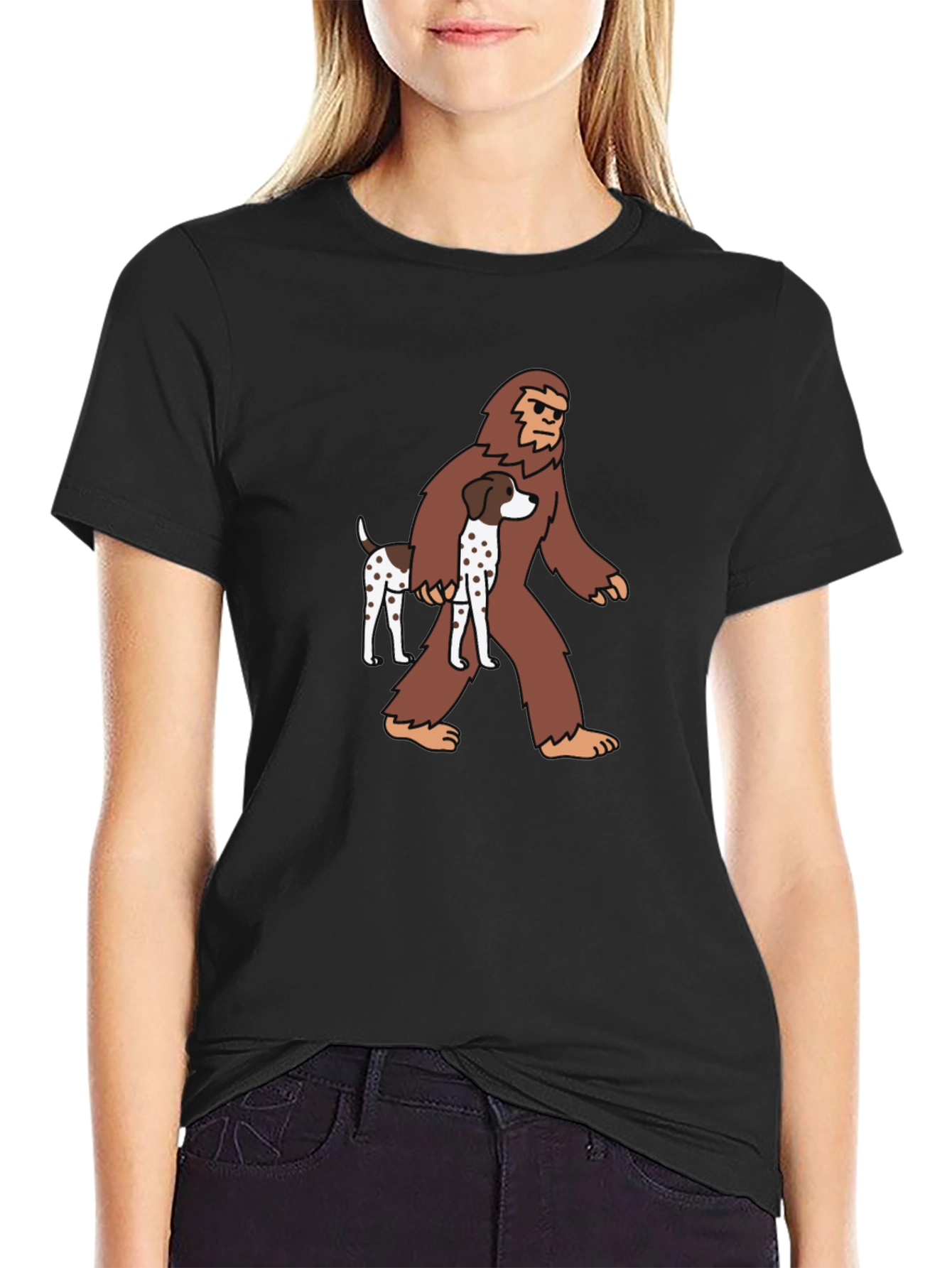 Black Bigfoot Dog T-Shirt Black Novelty Tee view 2