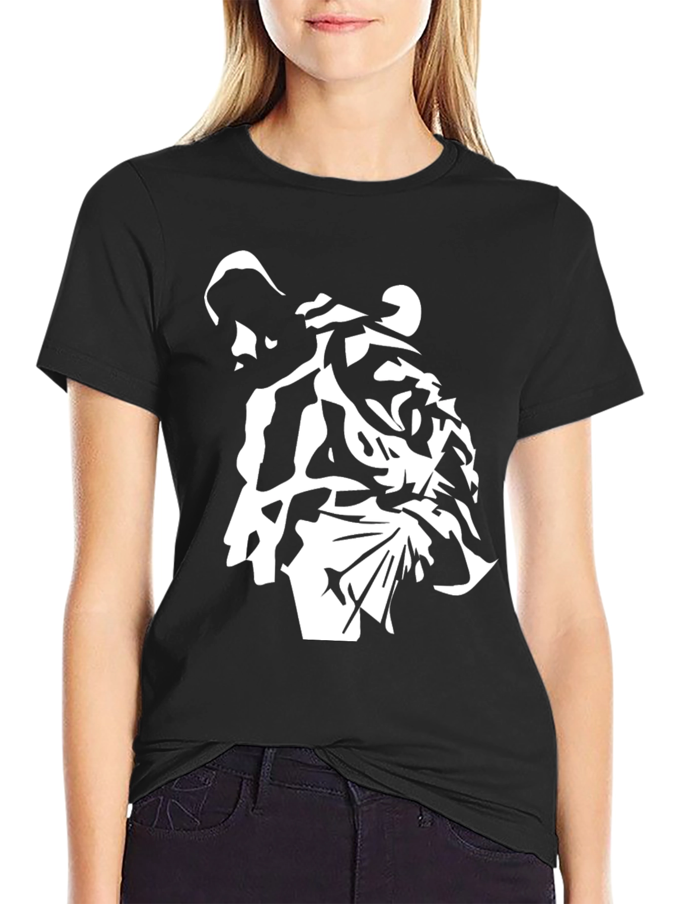 Black Abstract Tiger Graphic Tee - Men's Black T-Shirt view 2