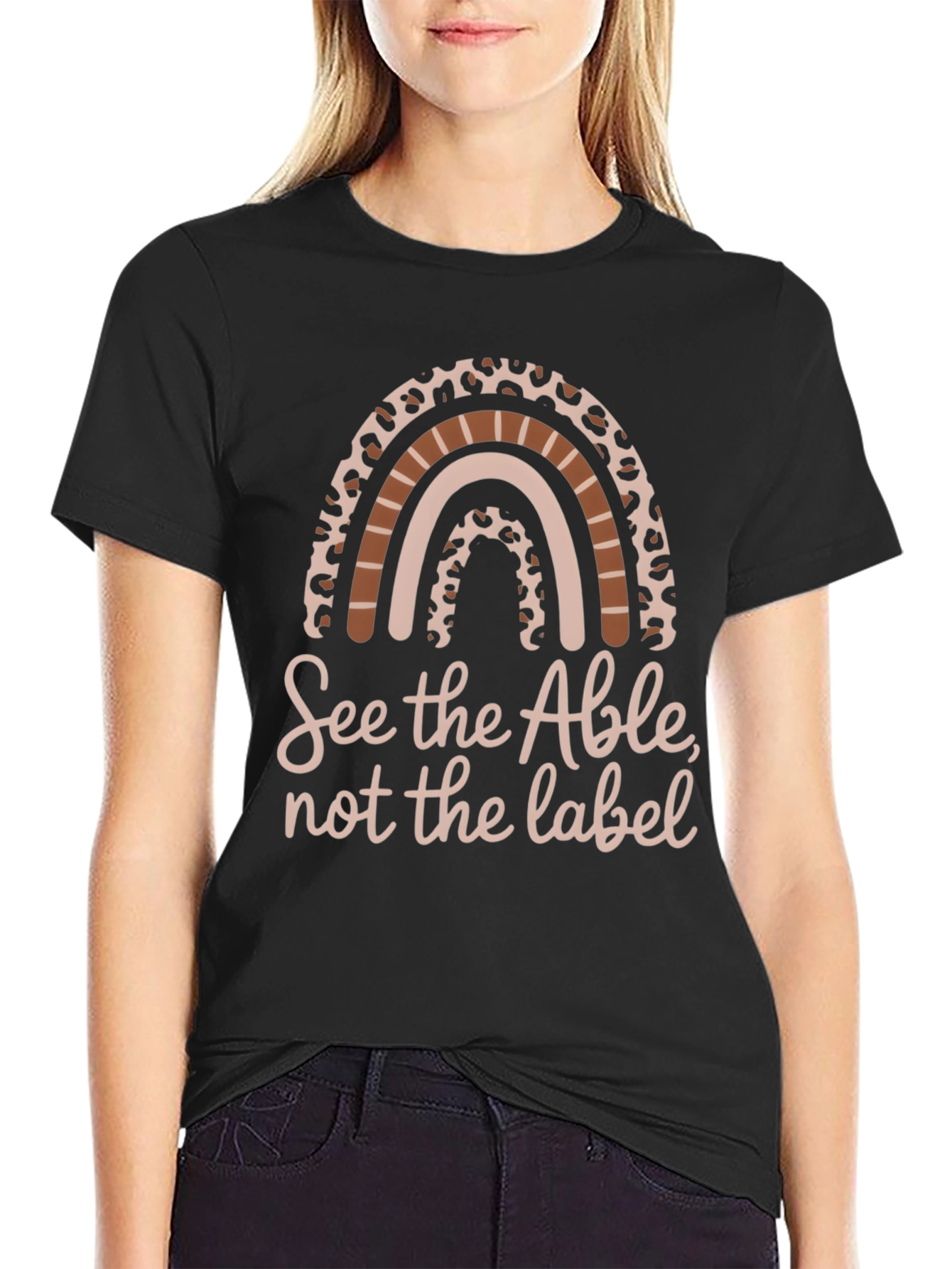 Black See The Able T-Shirt - Inspirational Rainbow Graphic Tee view 2