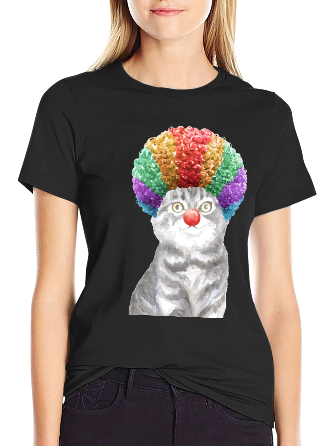 Black Clown Cat Graphic Tee - Fun & Unique T-Shirt view 2