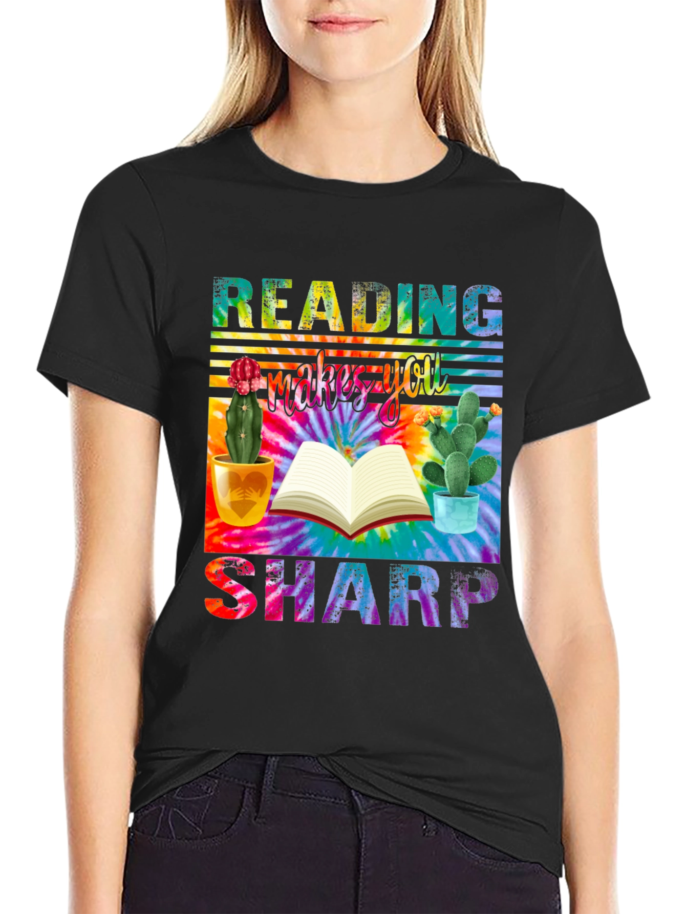 Black Reading Makes You Sharp T-Shirt view 2