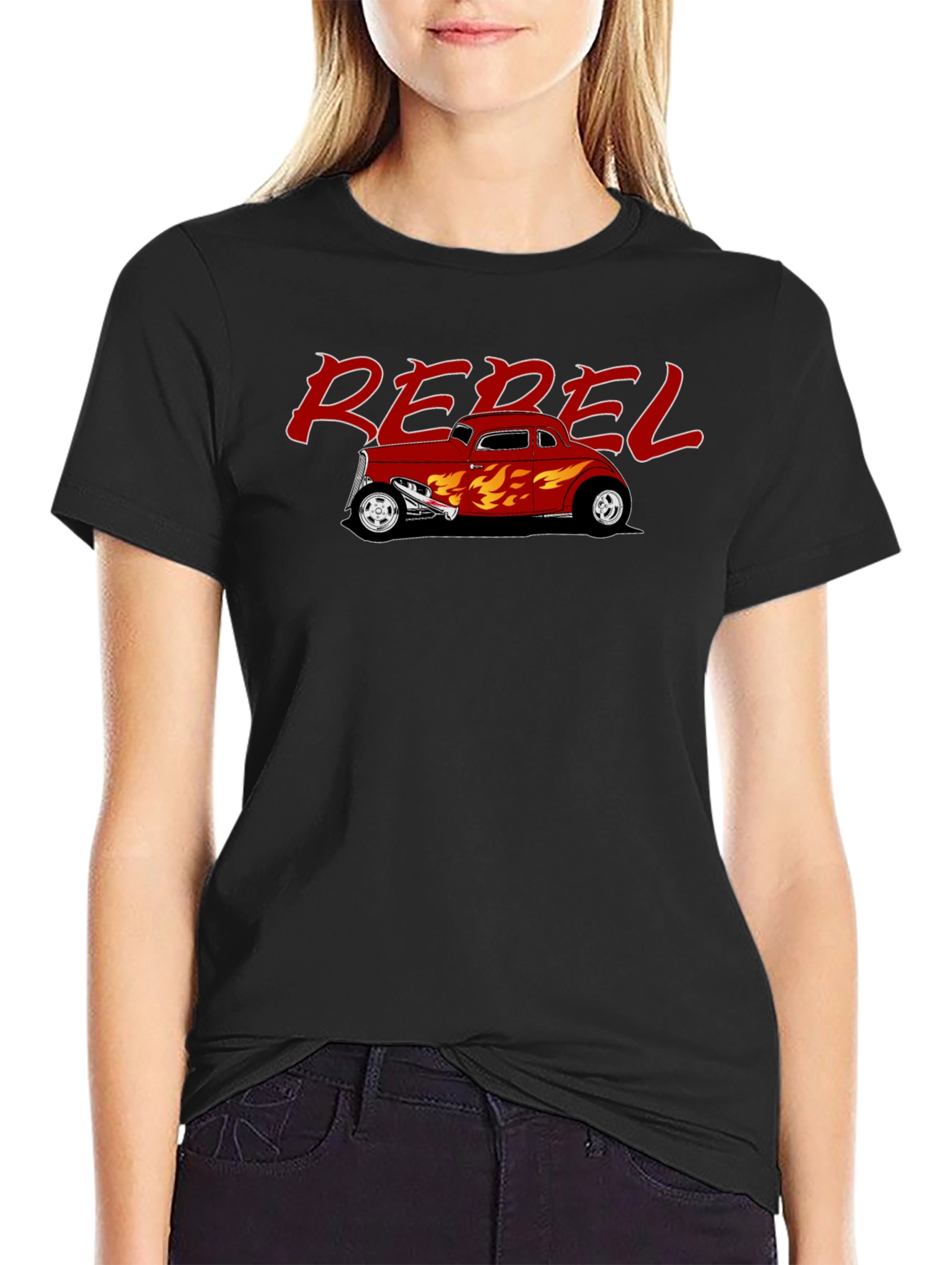 Black Rebel Hot Rod Flames Graphic T-Shirt view 2