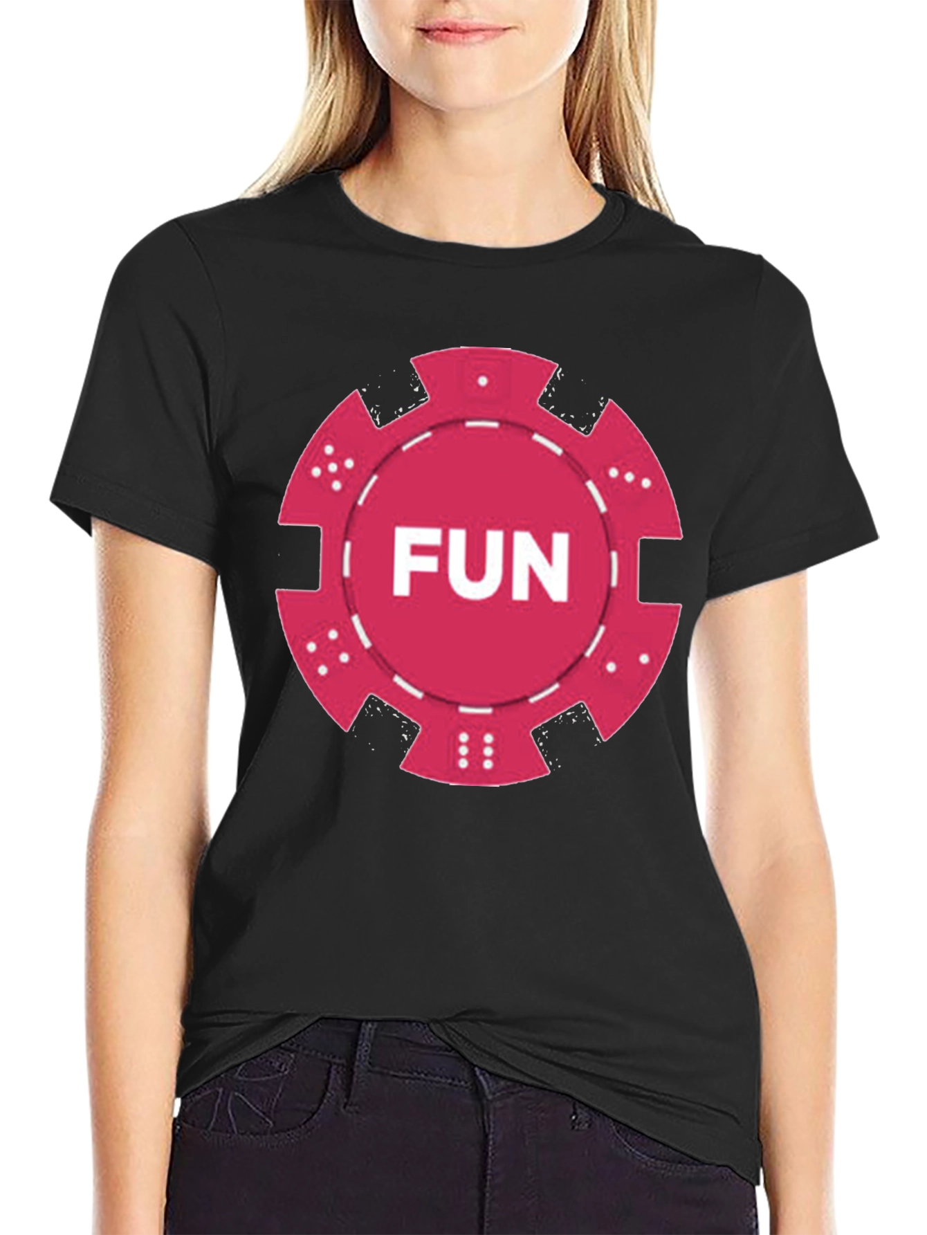 Black Fun Times T-Shirt - Poker Chip Graphic Tee view 2