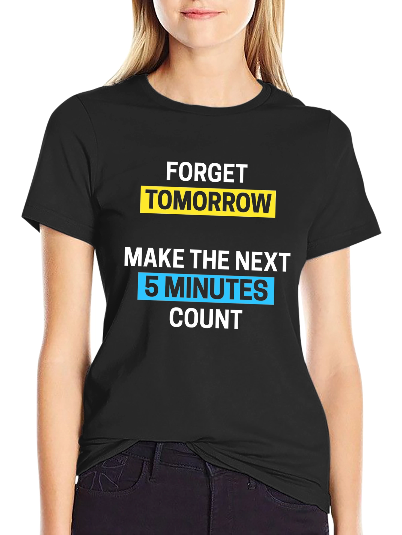 Black Forget Tomorrow Graphic Tee - Black Cotton T-Shirt view 2