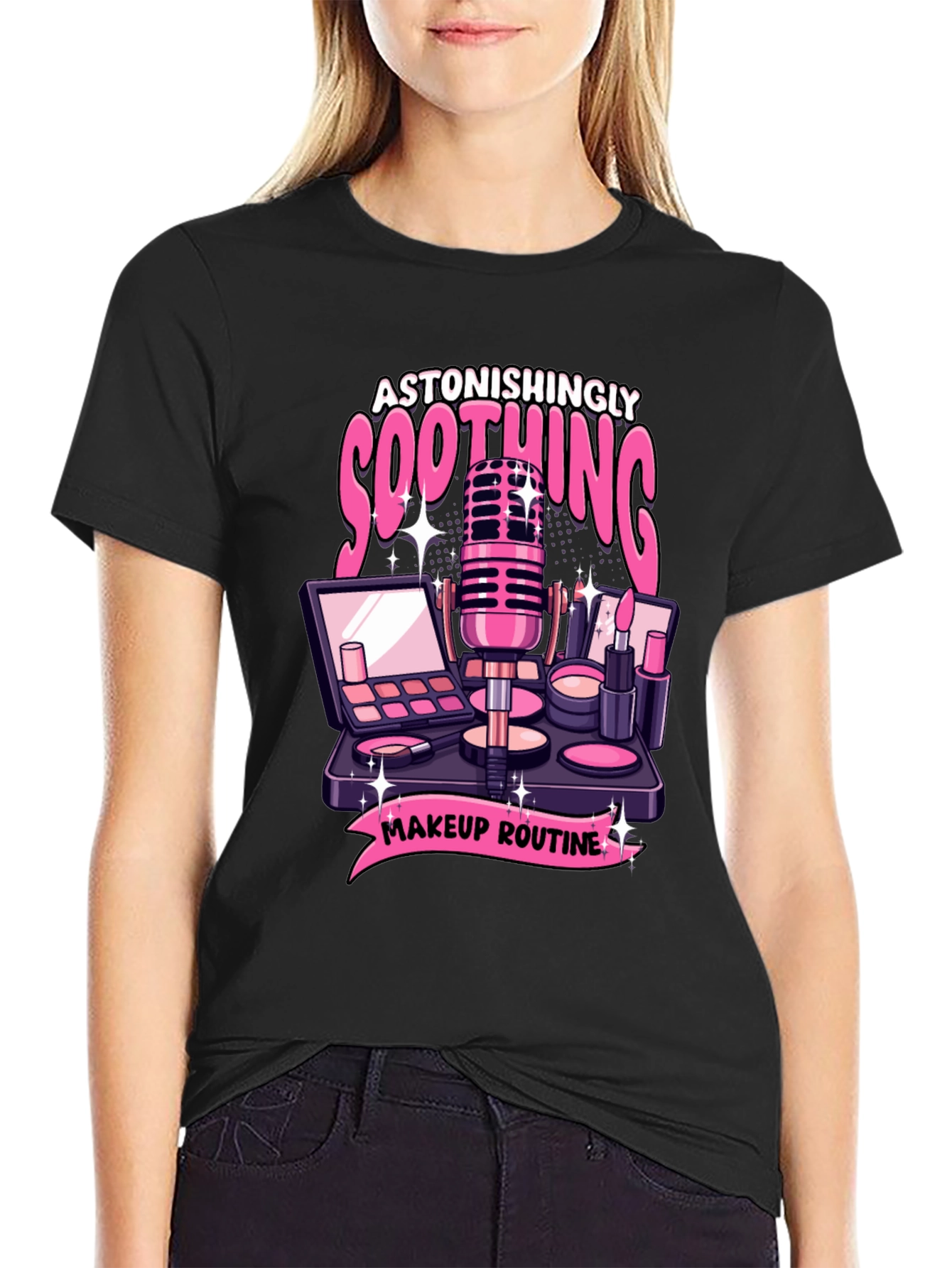 Black Astonishingly Soothing Makeup Routine T-Shirt view 2