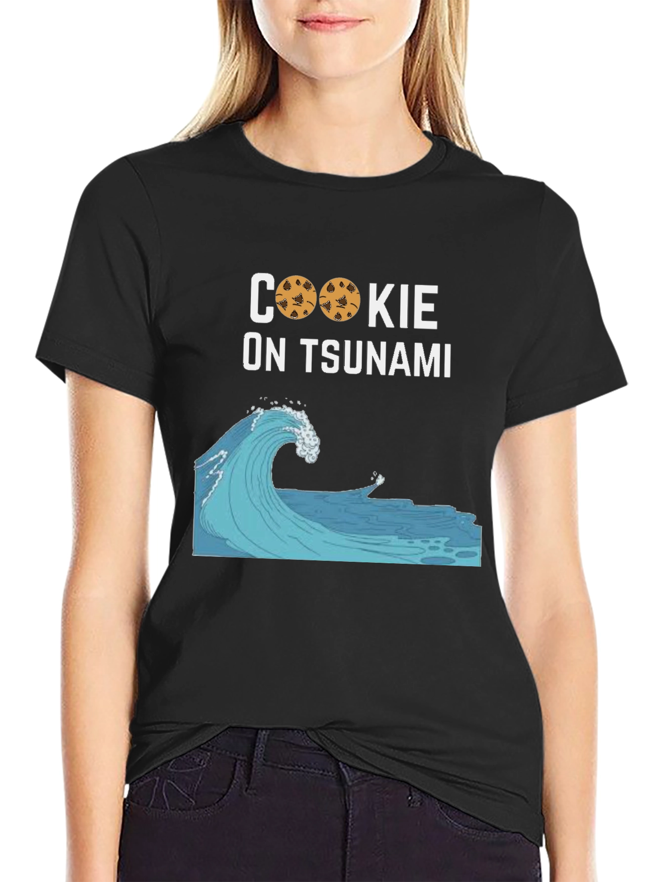 Black Cookie On Tsunami Graphic T-Shirt view 2