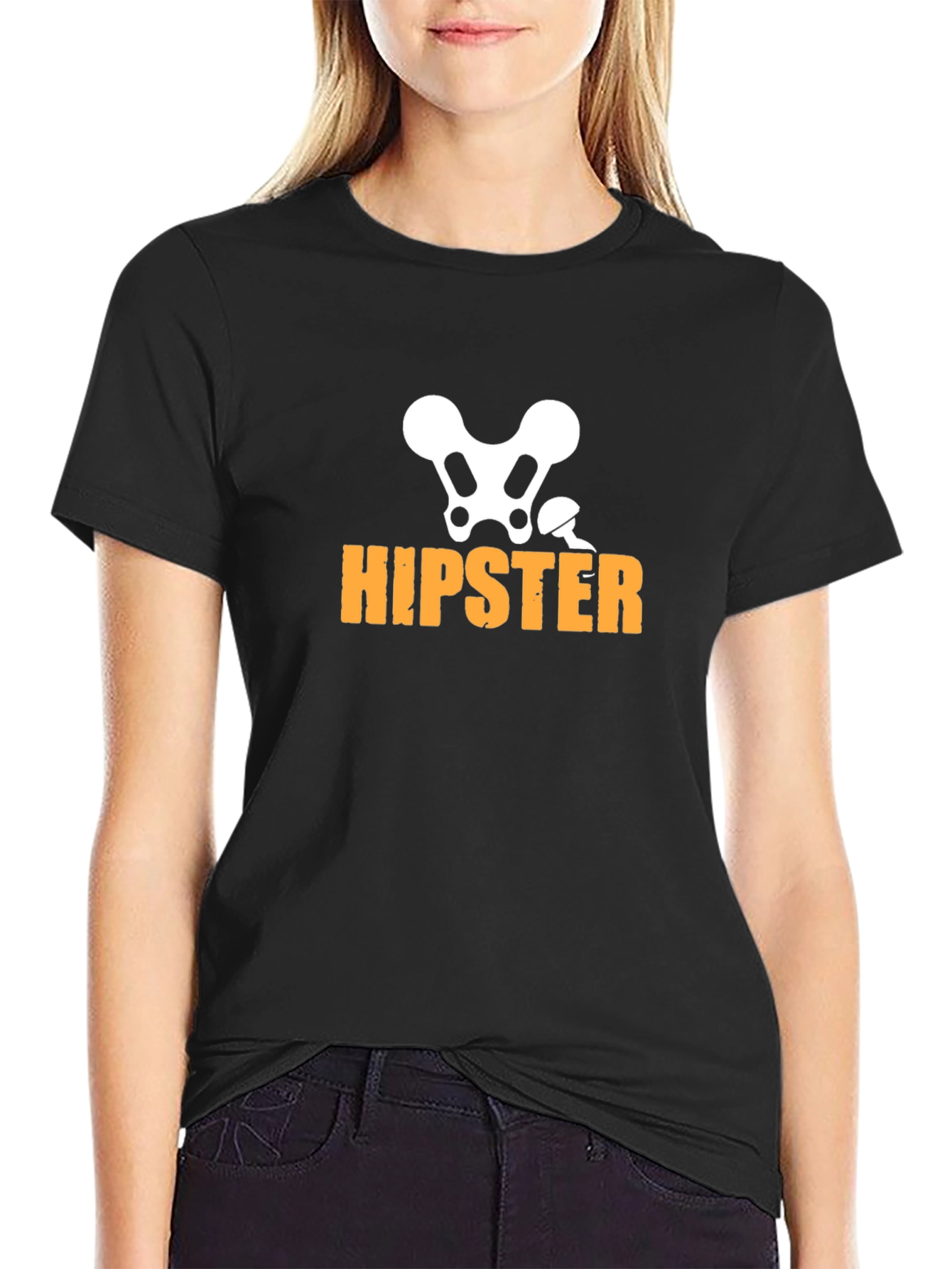 Black Hipster Skeleton Graphic T-Shirt - Funny & Stylish view 2