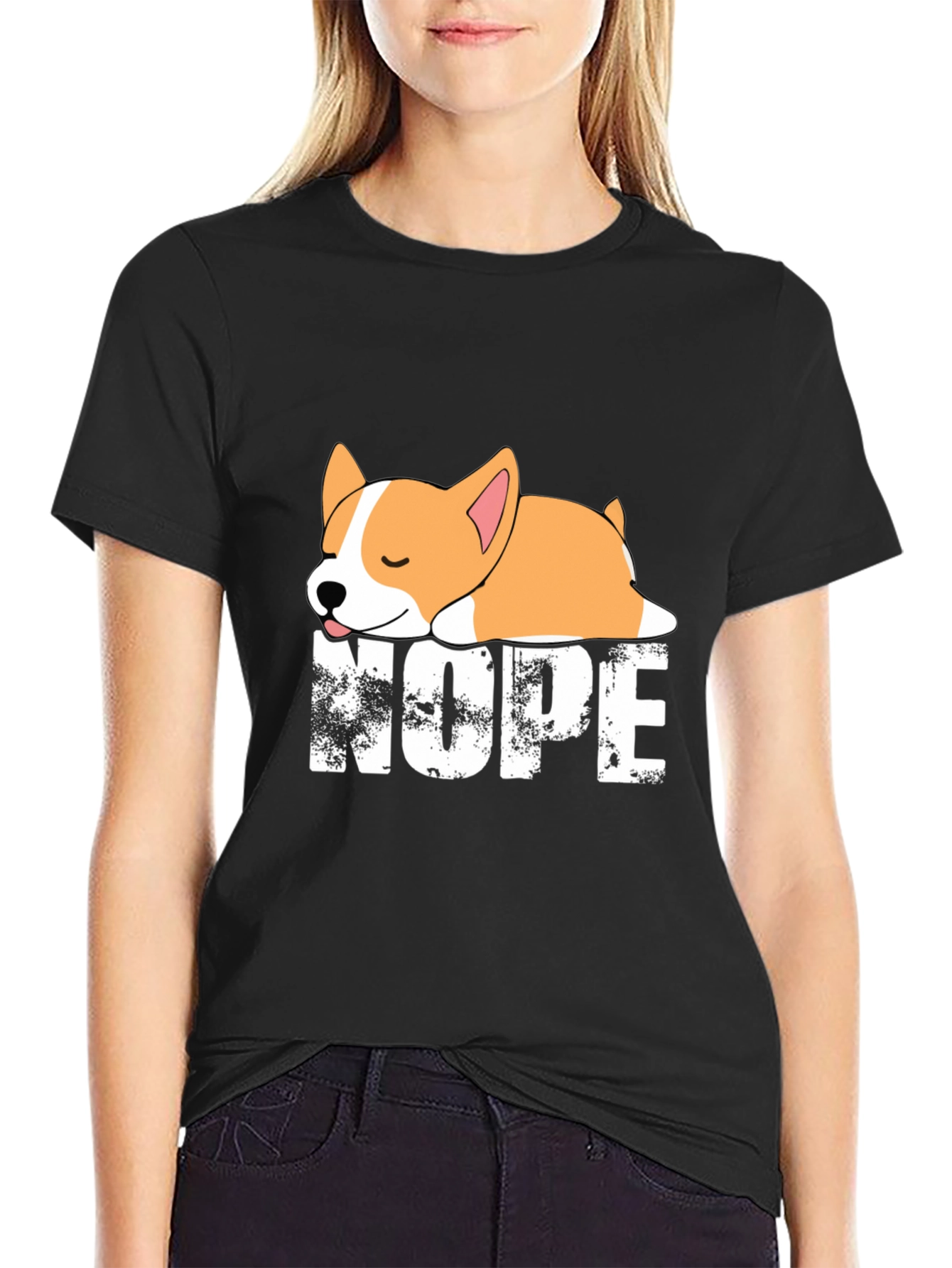 Black Nope Corgi Graphic Tee - Relaxed Fit view 2