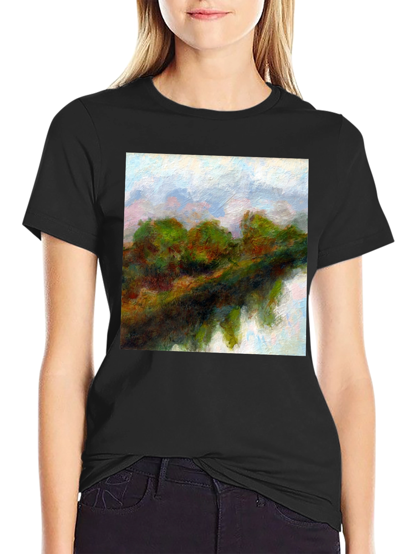 Black Abstract Landscape Graphic Tee view 2