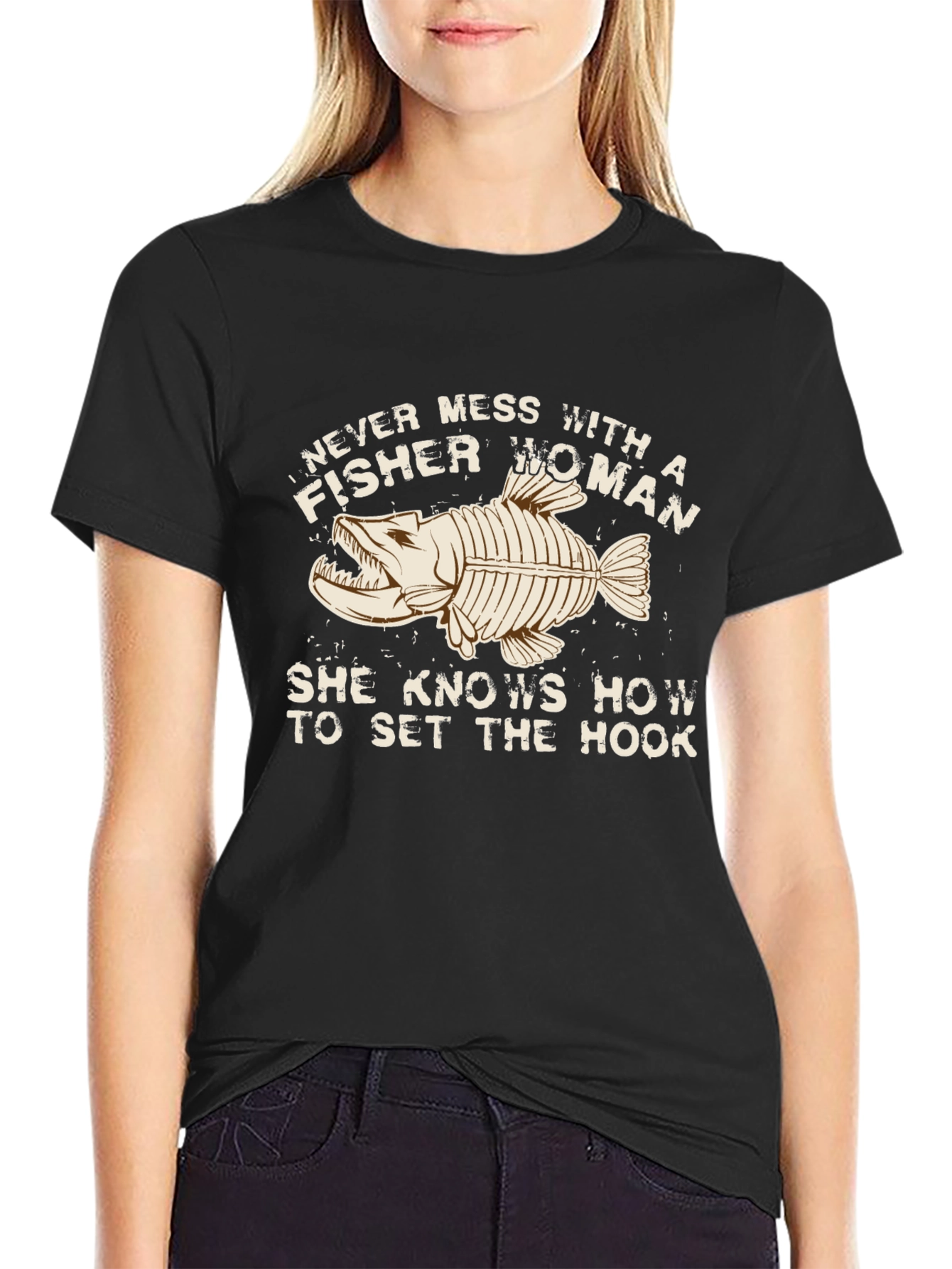 Black Fisher Woman T-Shirt - Set The Hook view 2