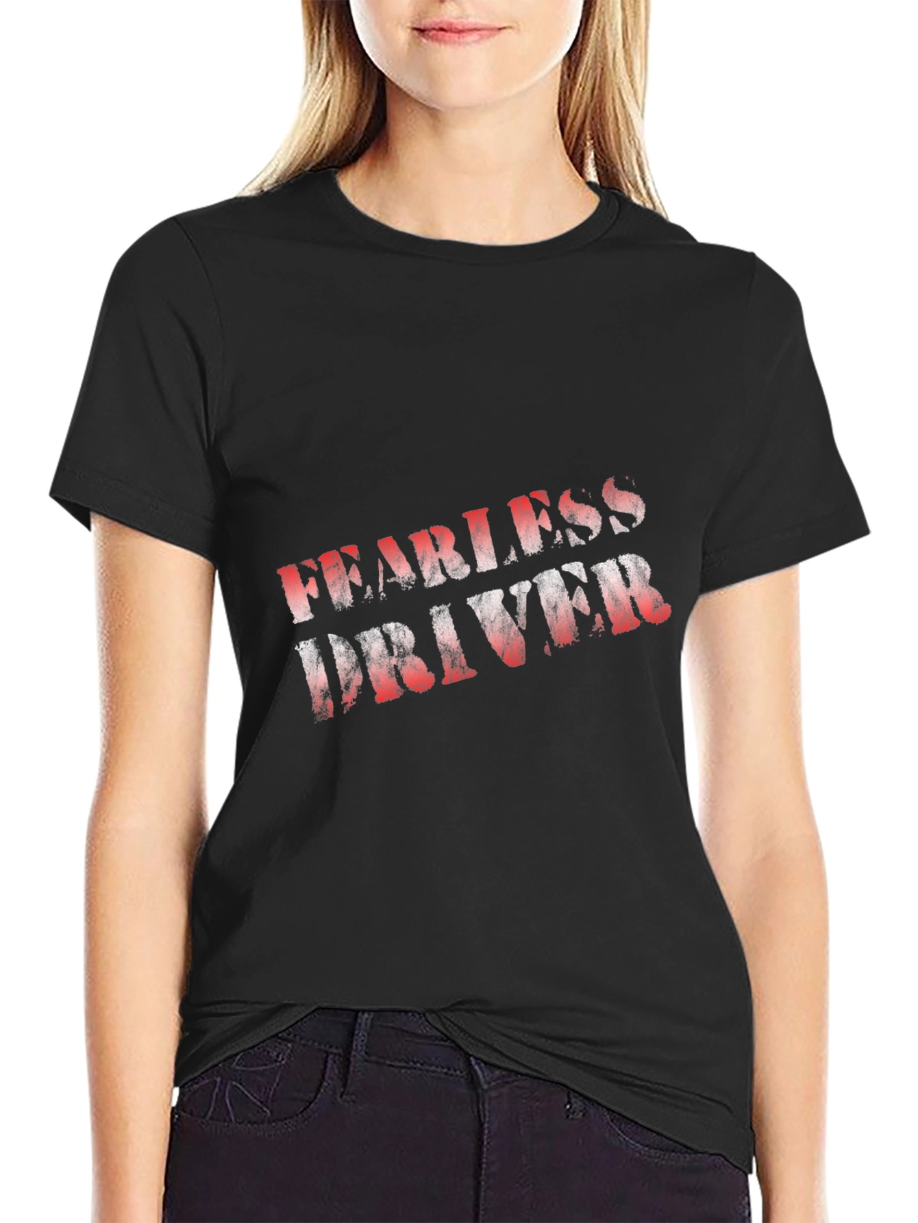 Black Fearless Driver Graphic Tee - Black Cotton Blend view 2
