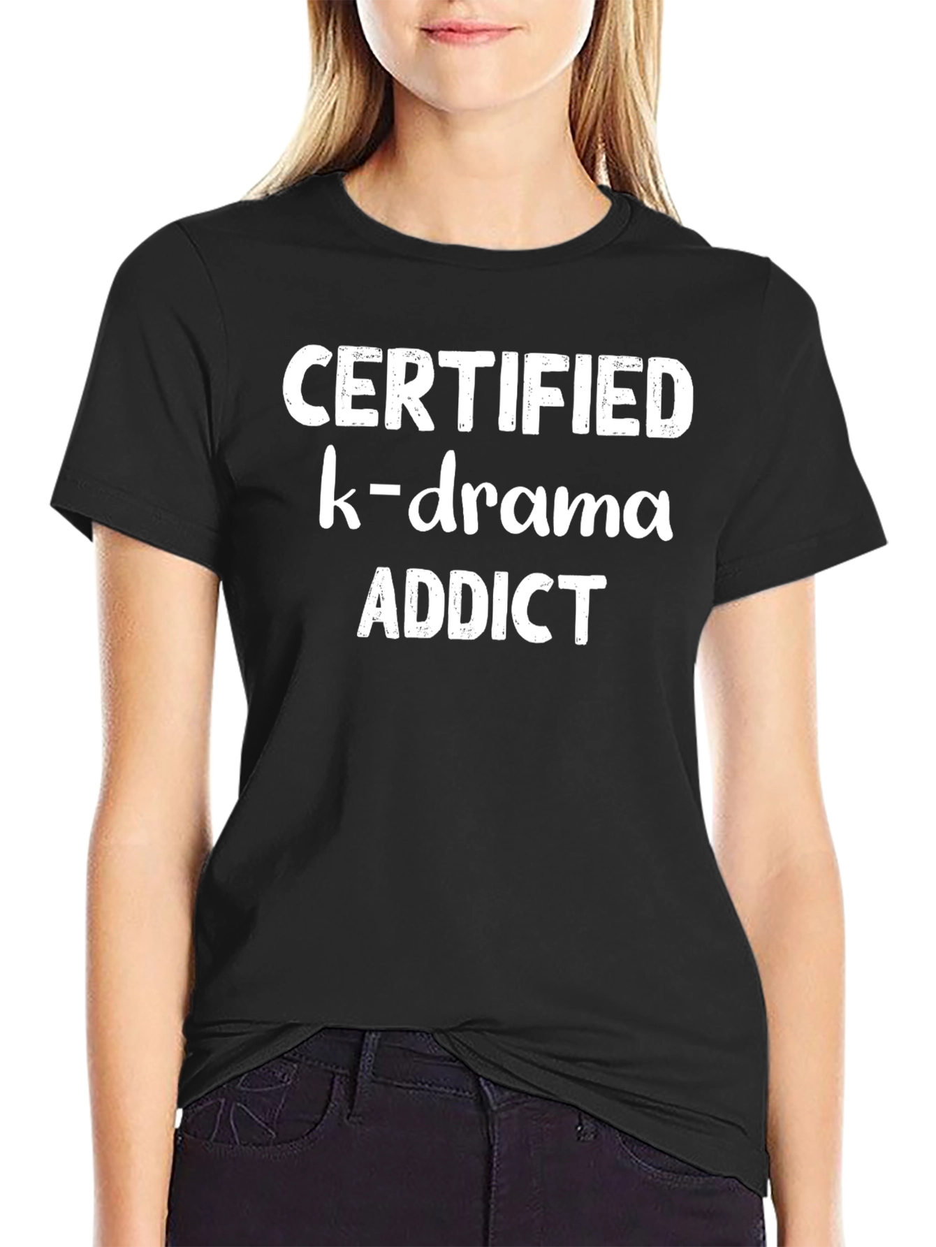 Black Certified K-Drama Addict T-Shirt view 2