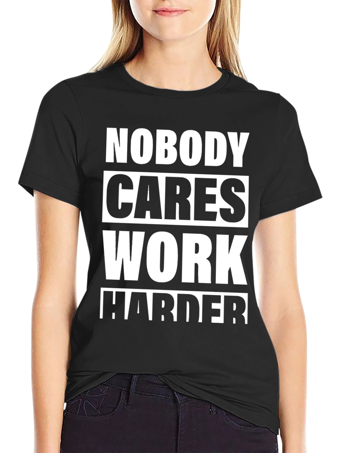 Black Motivational Work Harder T-Shirt view 2