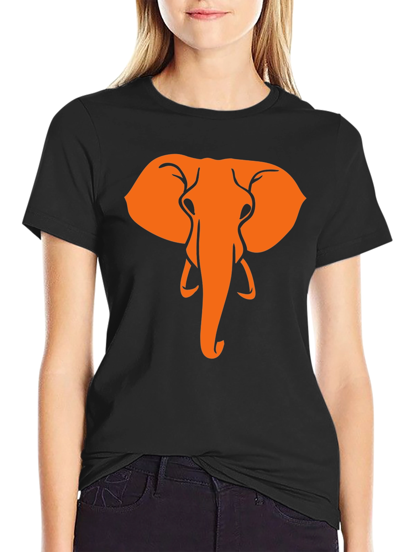 Black Elephant Graphic Tee - Black Cotton T-Shirt view 2