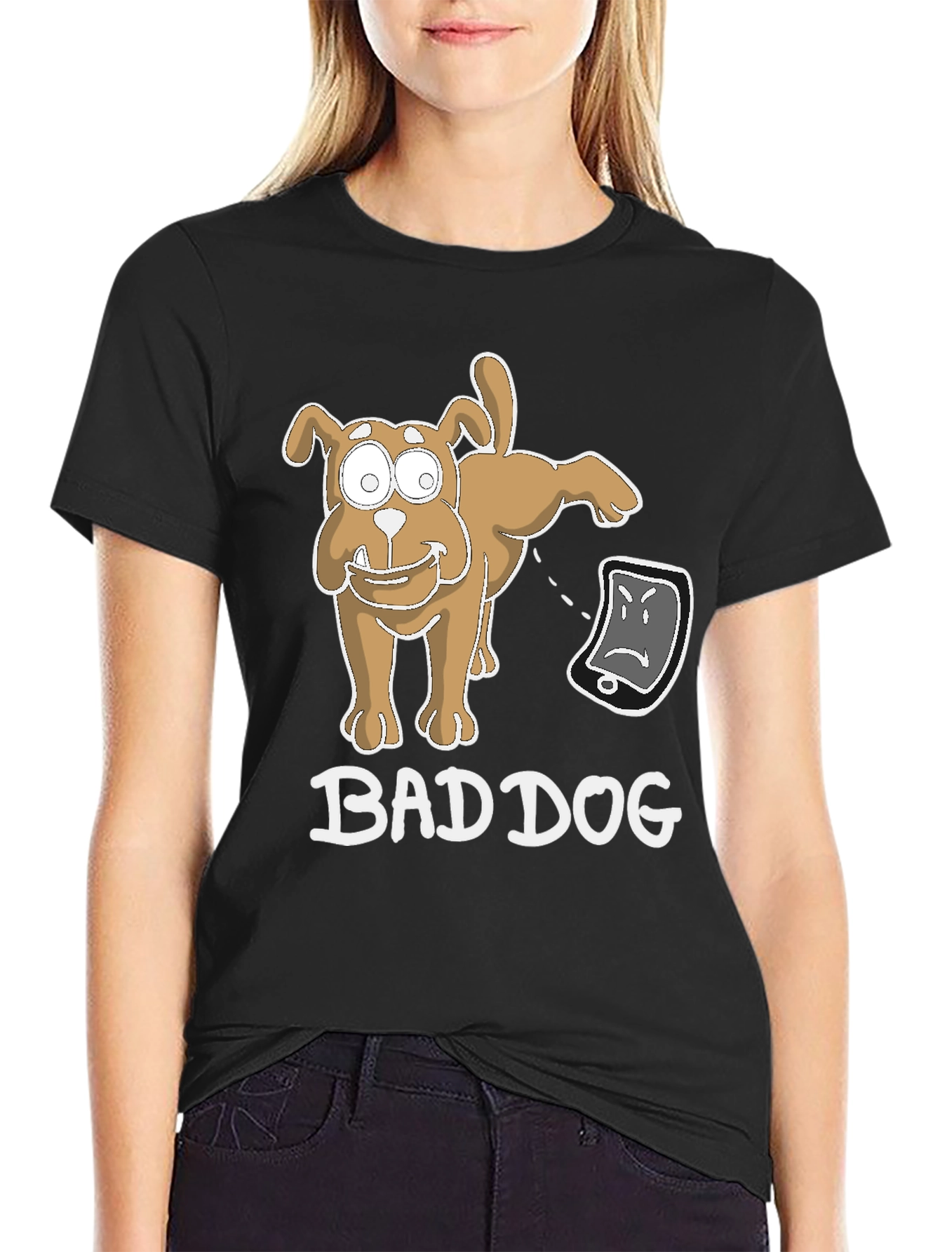 Black Bad Dog Funny T-Shirt view 2