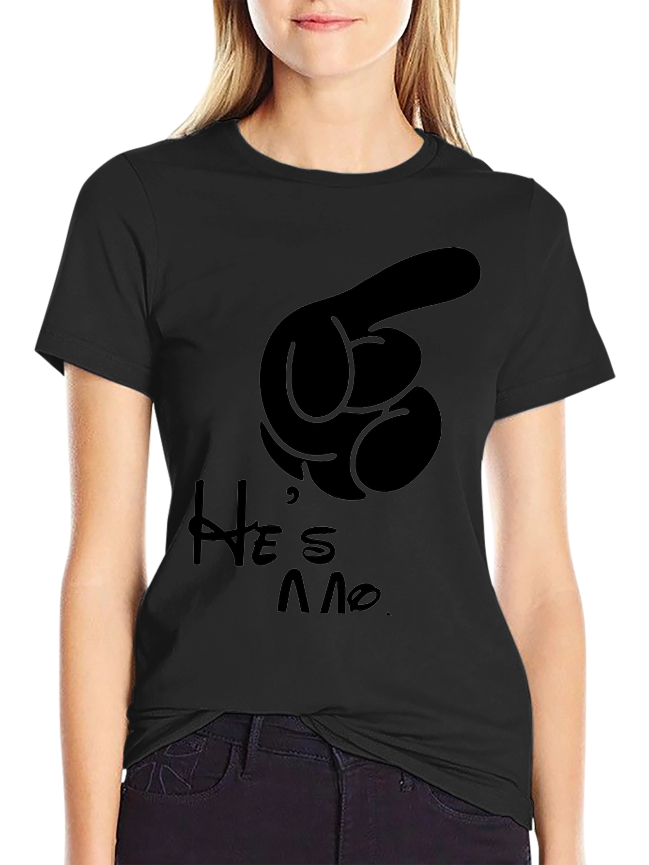 Black He's Mine Funny Matching Couple T-Shirt view 2
