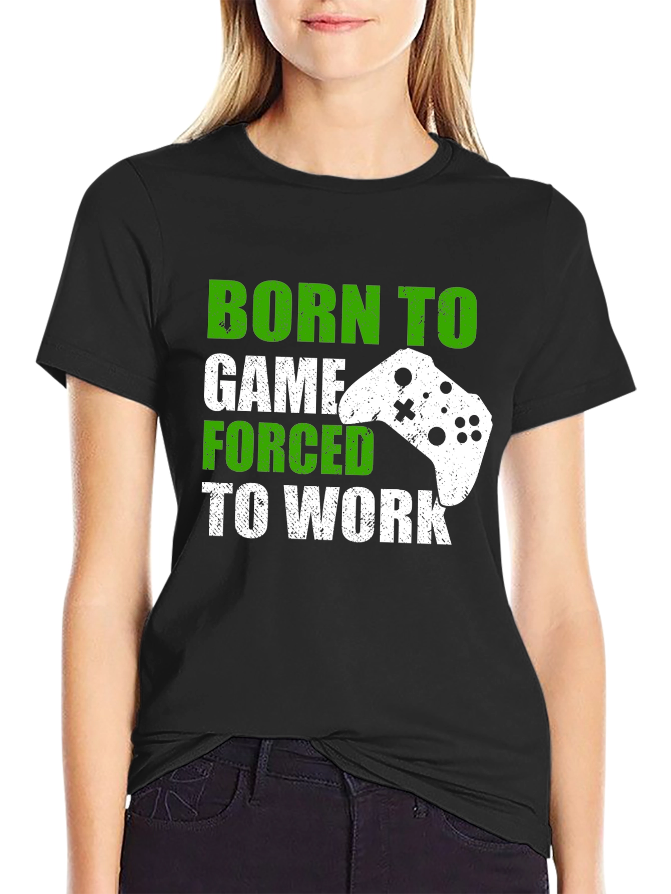 Black Born To Game T-Shirt - Gamer Tee view 2