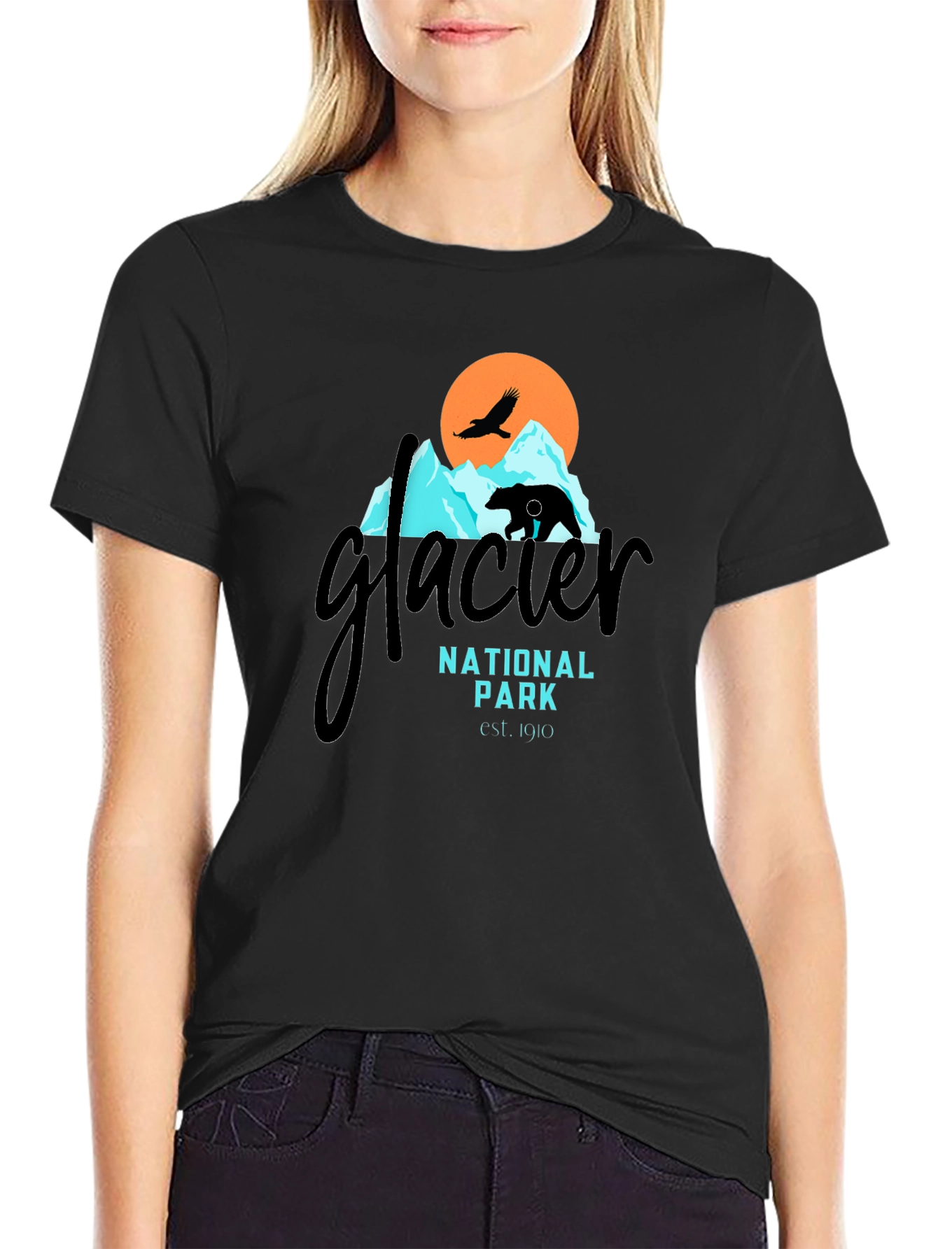 Black Glacier National Park Black T-Shirt view 2