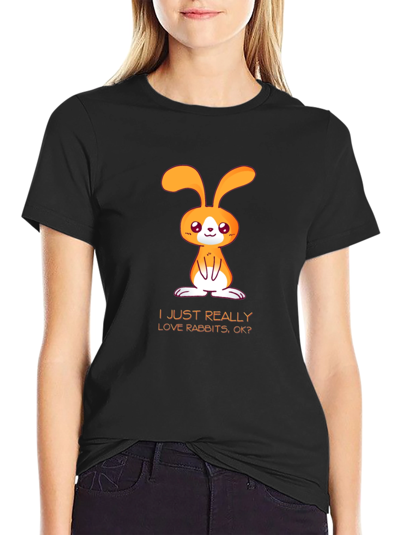 Cute Rabbit Graphic T-Shirt - "I Love Rabbits, OK?" - 2