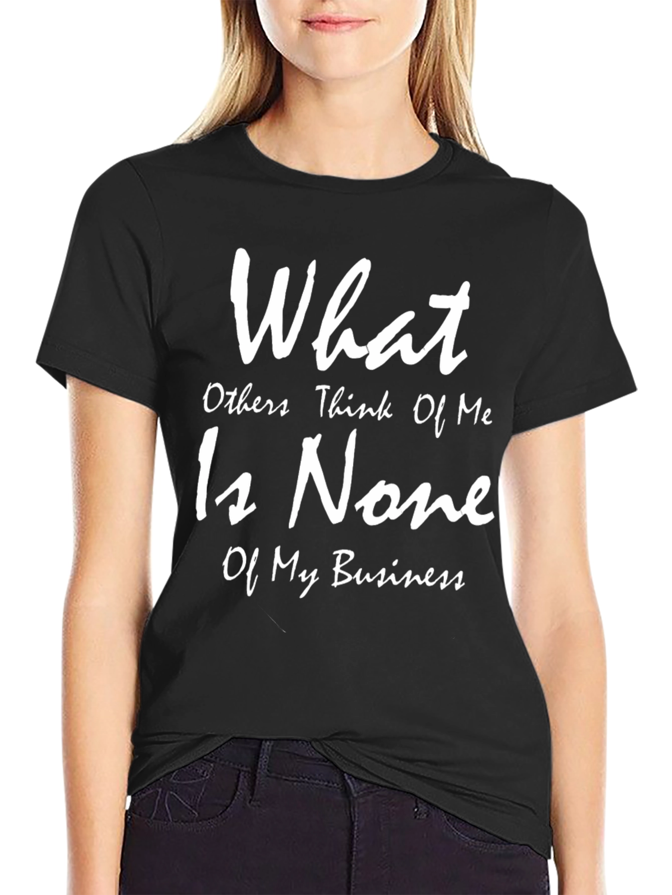 Black Funny Slogan T-Shirt: None of My Business view 2