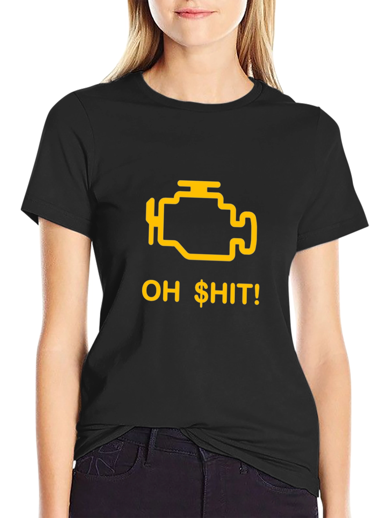 Black Check Engine Funny Graphic T-Shirt view 2