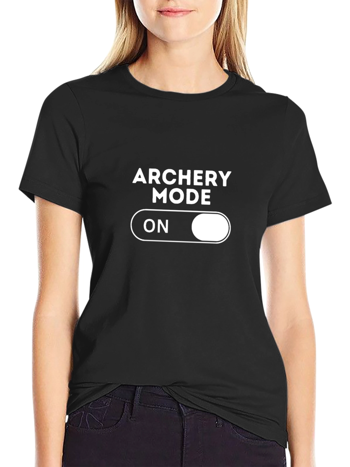 Black Archery Mode ON T-Shirt - Black Graphic Tee view 2