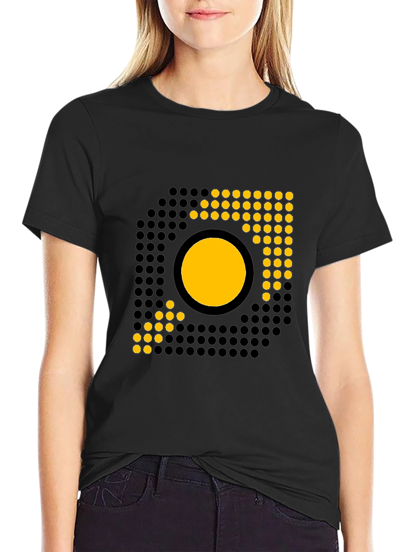 Black Modern Graphic Black T-Shirt view 2