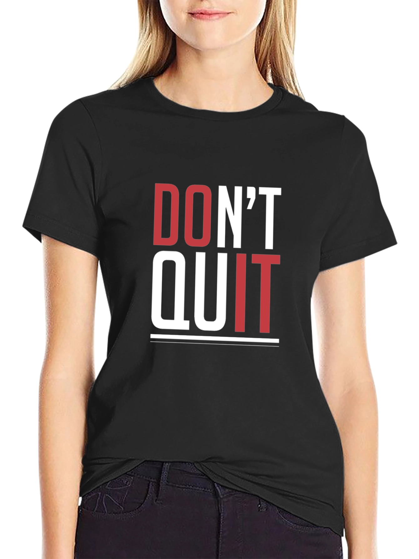 Black Motivational Graphic Tee - Don't Quit T-Shirt view 2