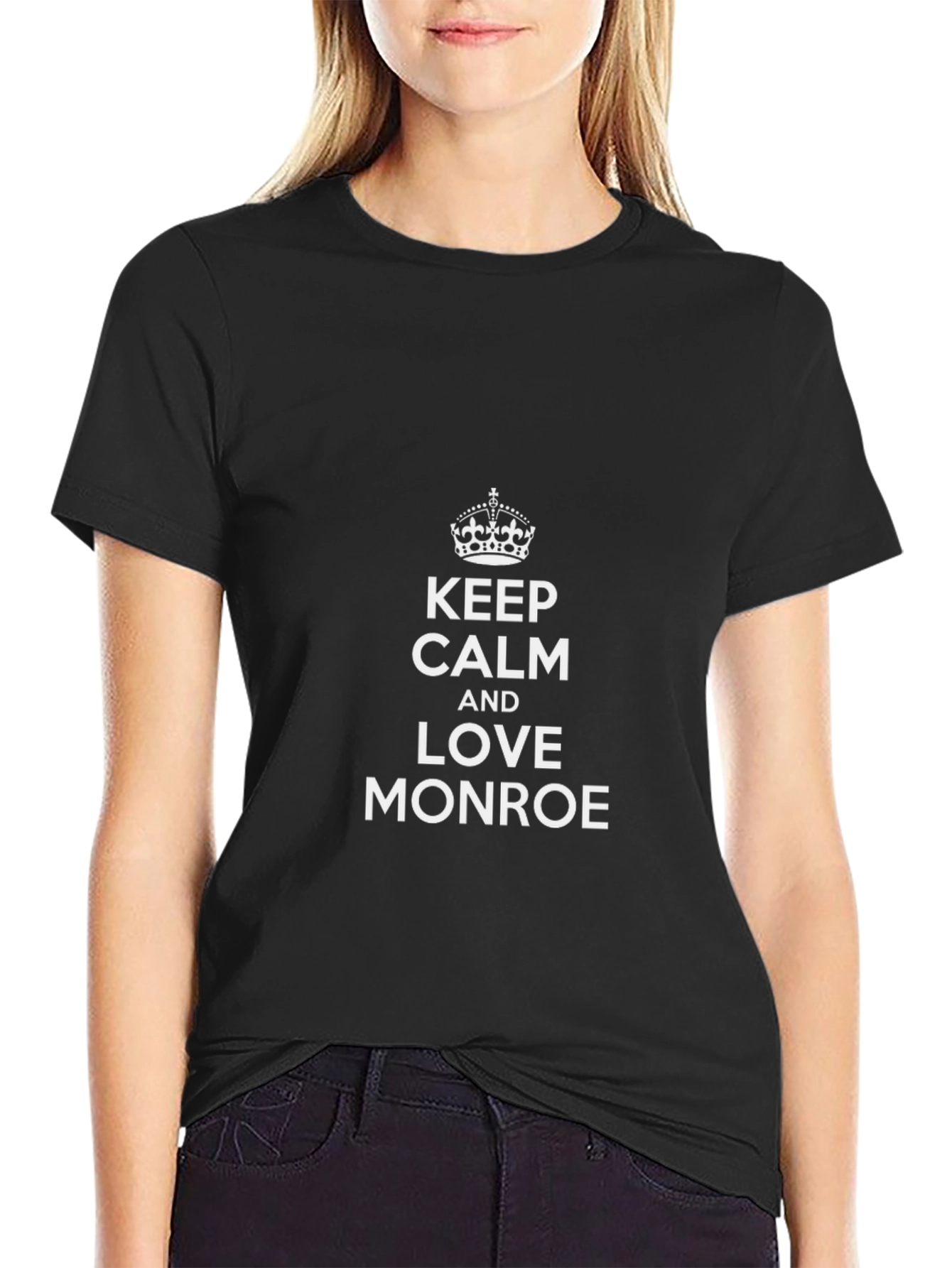 Black Keep Calm and Love Monroe Black Tee view 2